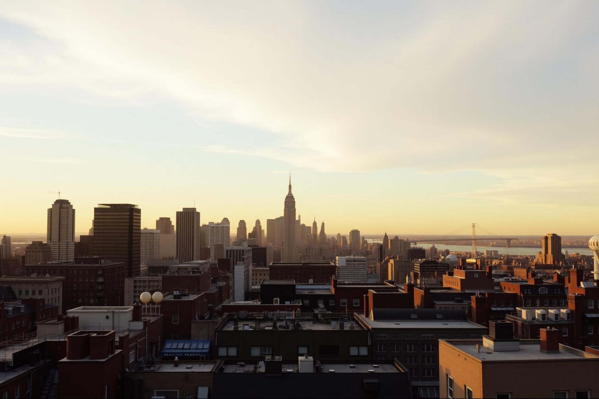 Tribeca skyline at sunset
